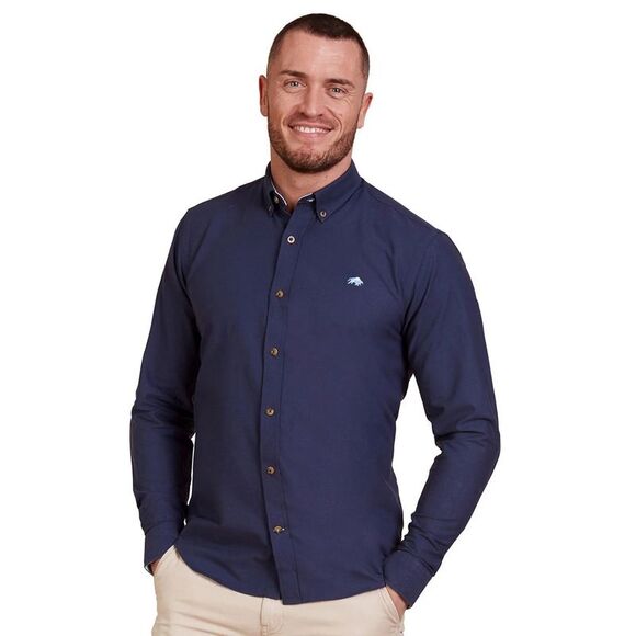Raging Bull Mens Oxford Classic Long-Sleeved Shirt / Navy